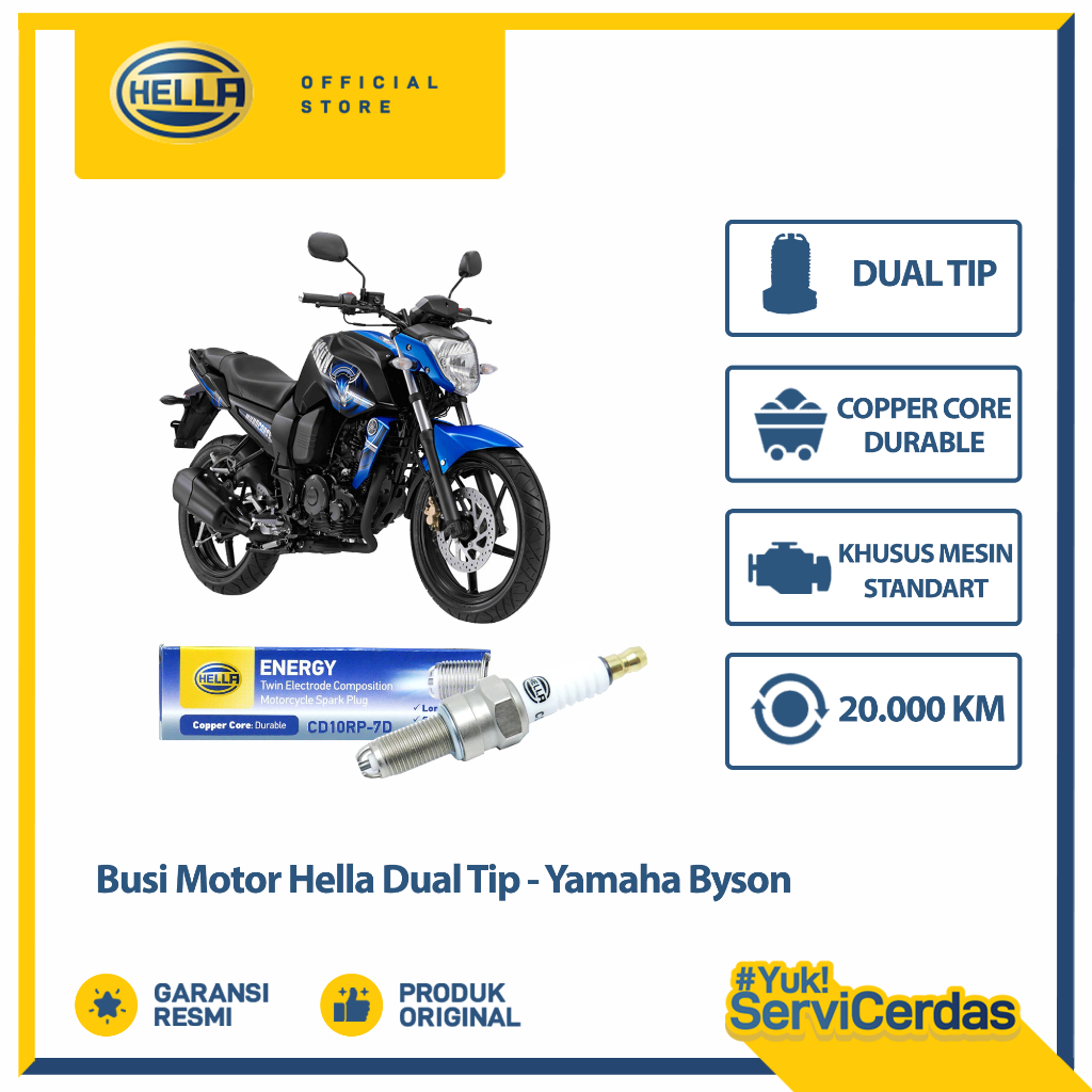 Busi Motor Yamaha Byson Hella Dual Tip CD10RP-7D - Busi Byson