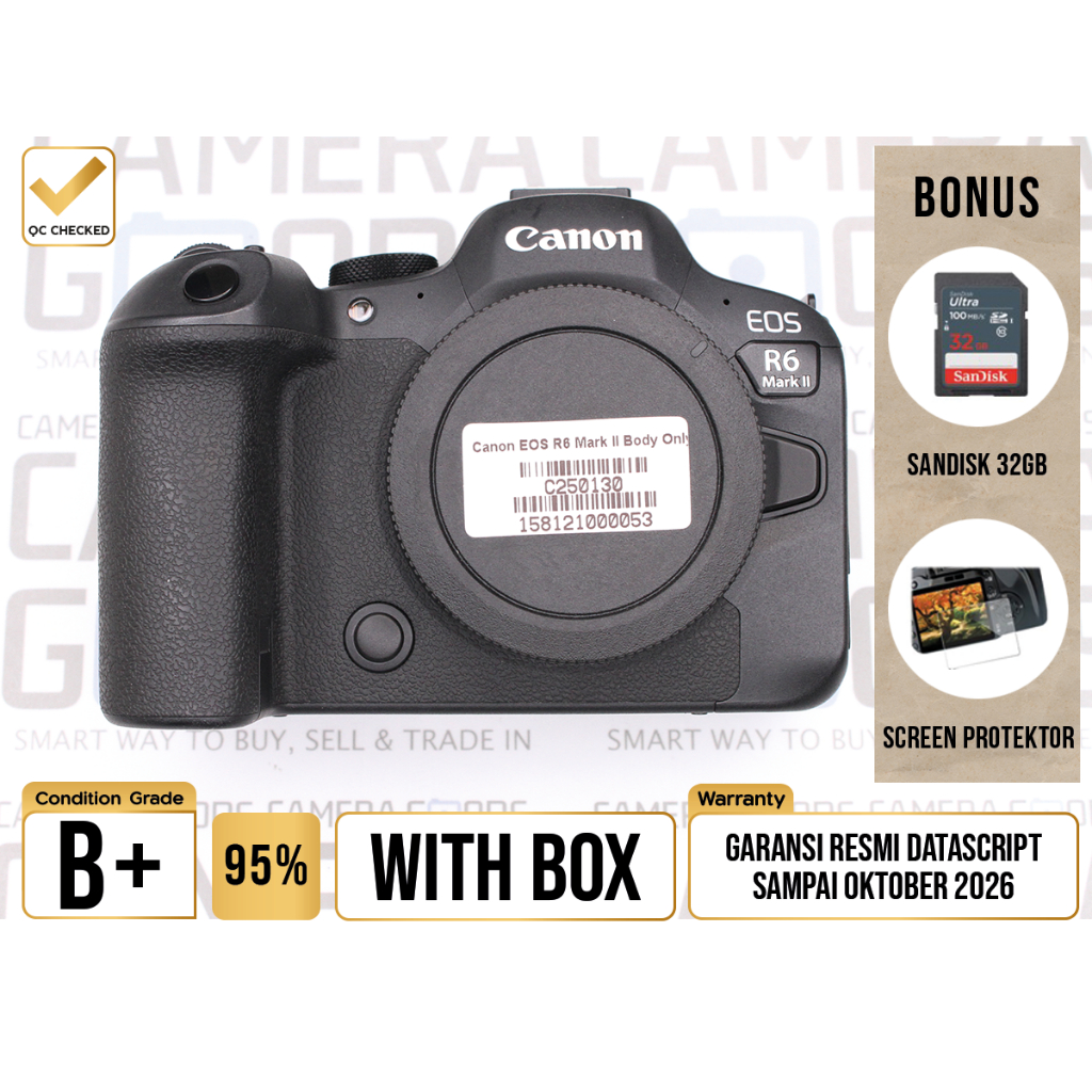Kamera Canon EOS R6 II Full Frame Mirrorless Camera Body Only - Grade B+ - C250130 Kamera Profesiona