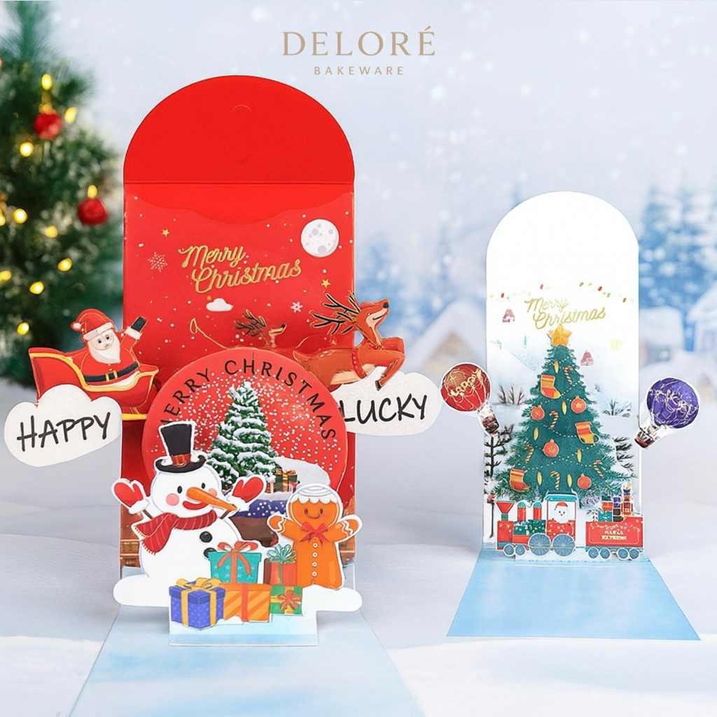 

DELORÉ Amplop Natal POP UP 3D 2024 / Angpao Merry Christmas / Card Hampers Natal Gift Card Murah Ornamen Natal Christmas Gift Hampers / Angpao Snowman Ginger Bread Pohon Natal Snowy Happy Lucky Merah Putih / Amplop Tebal Acara Natalan Pesta