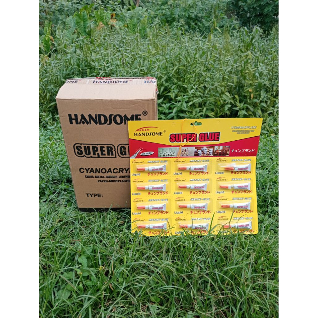 

lem super glue handsome kecil murah 1 lembar isi 12 pcs