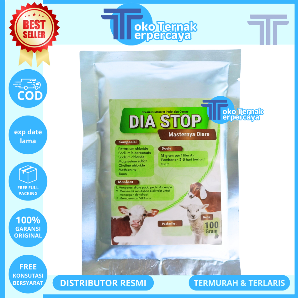 DIA STOP 100 GRAM - Obat Diare Mencret Sapi Kambing Domba Pedet Cempe - Obat Mencret Kambing - Obat 