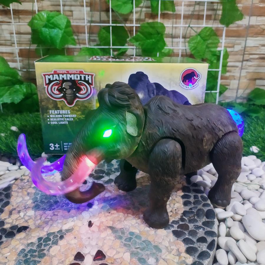 MAINAN GAJAH MAMMOTH BISA JALAN BERSUARA LAMPU - MAINAN KADO ANAK