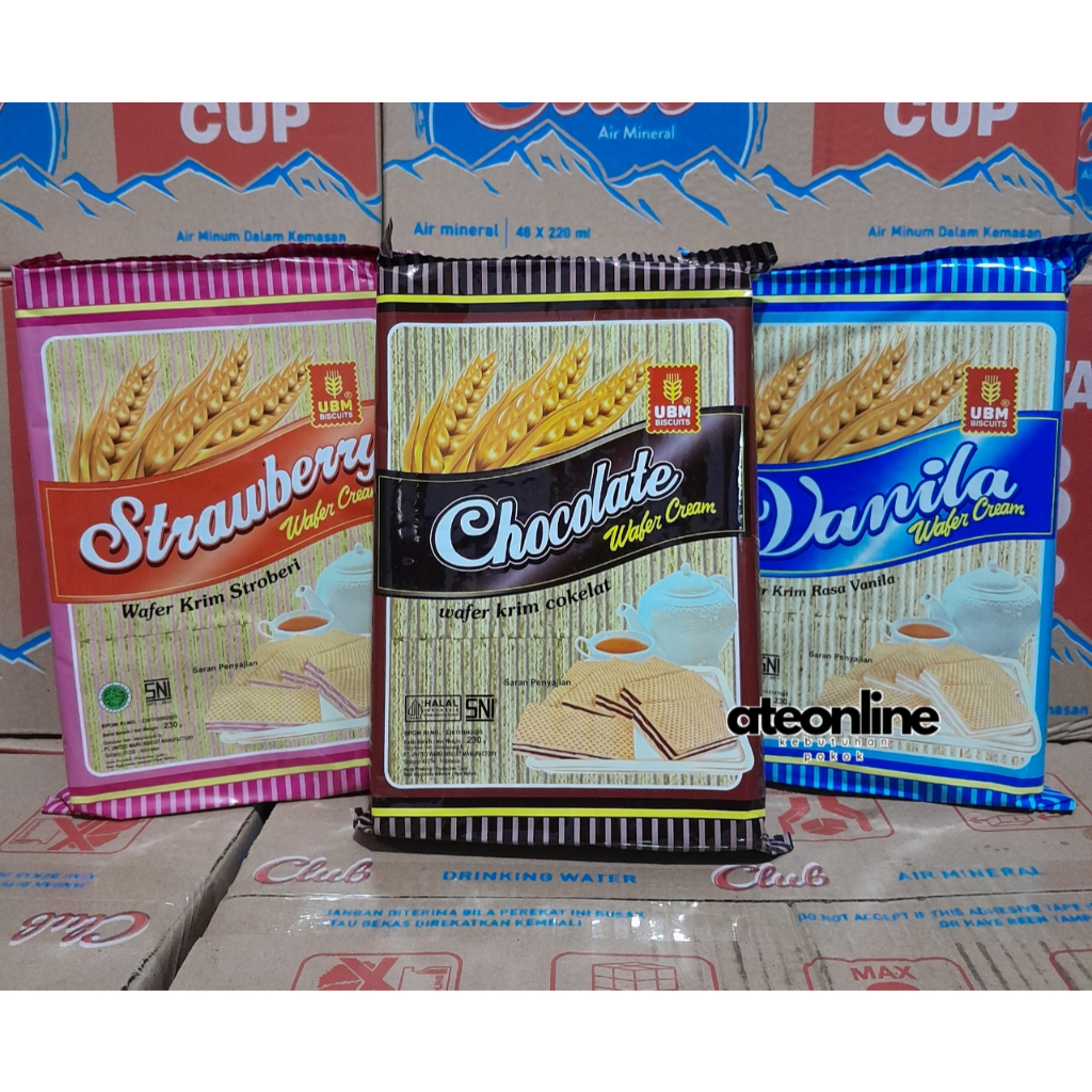 

UBM Biskuit Wafer Cokelat/Vanila/Stroberi 230gr