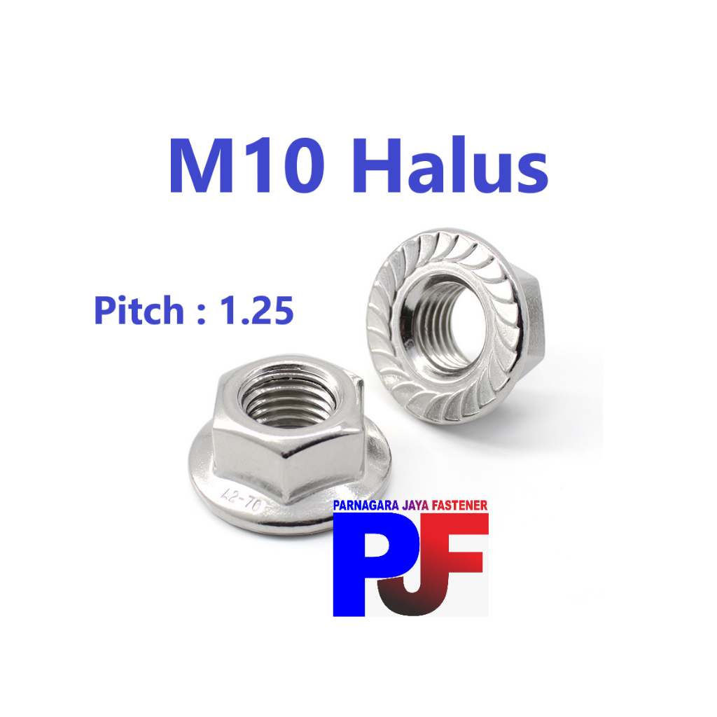 Mur Flange M10 / Mur Flange Stainless M10 / SUS 304 Flange Nut / Drat Halus