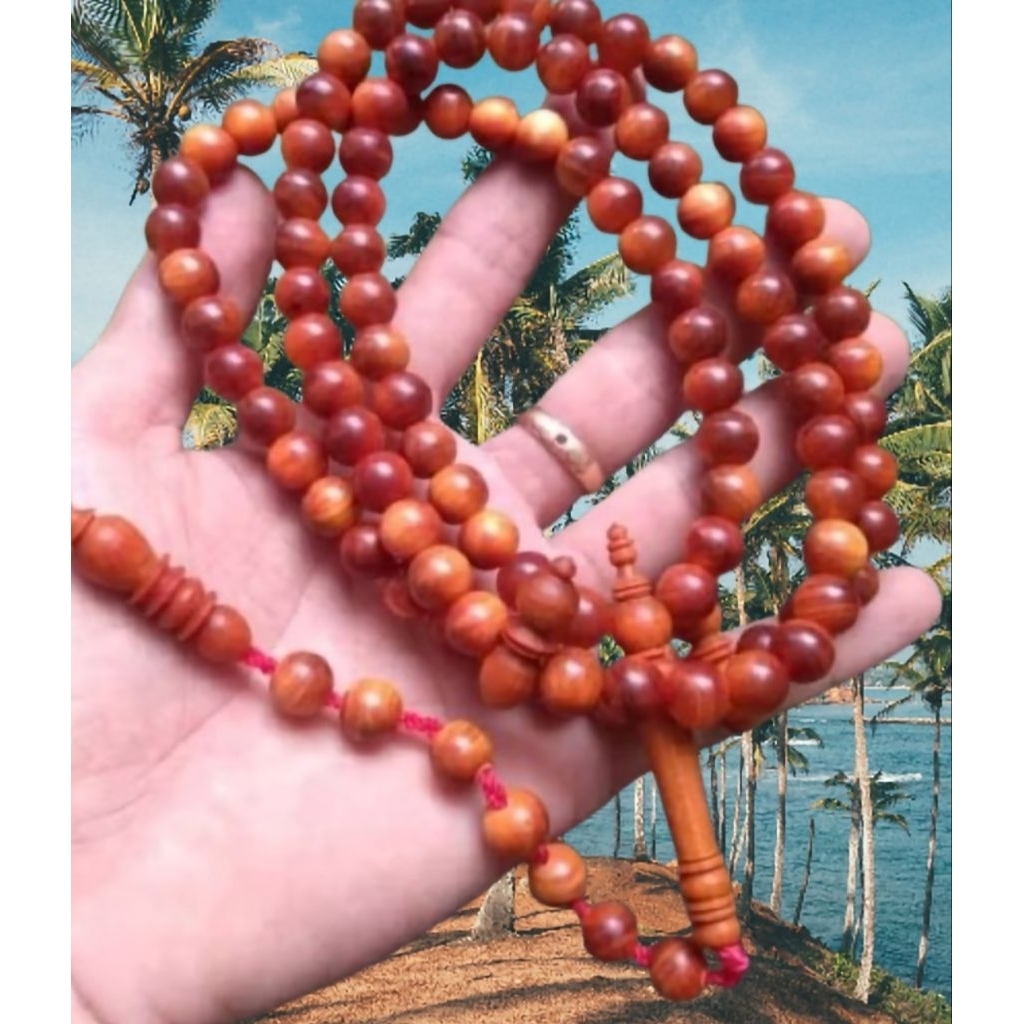 tasbih agatis raja 8,5mm tasbih gaharu agatis tembus cahaya