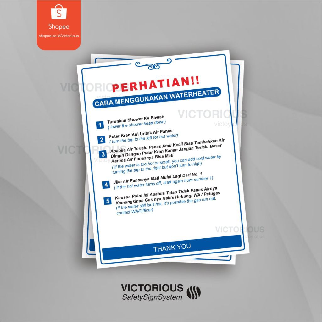 

Sticker Safety K3 Cara Menggunakan Waterheater