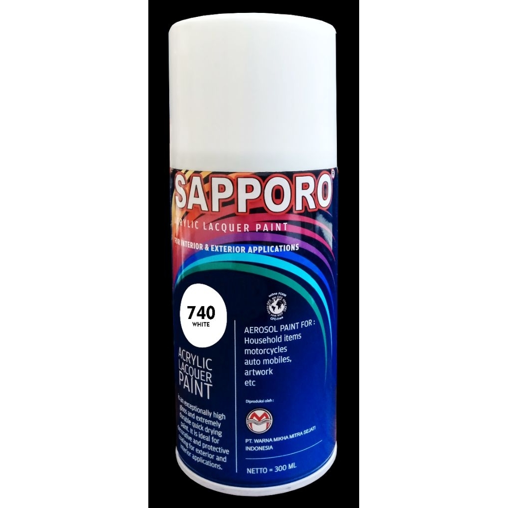 740 WHITE PUTIH SAPPORO 300ML CAT SEMPROT SPRAY PAINT PHYLOX PILOK SAPPORO