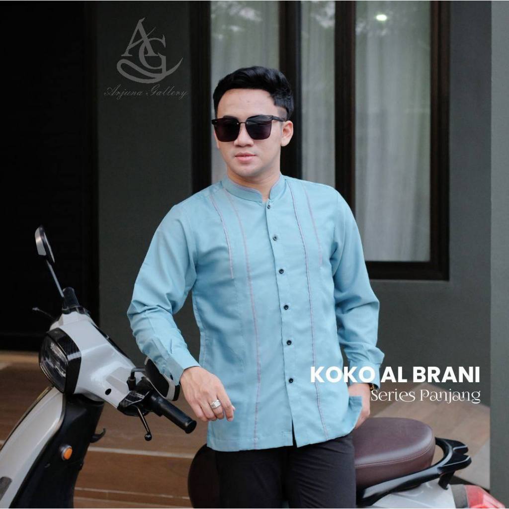 Al Qorni Baju Koko Lengan Panjang Motif Al Brani Koko Dewasa Terbaru