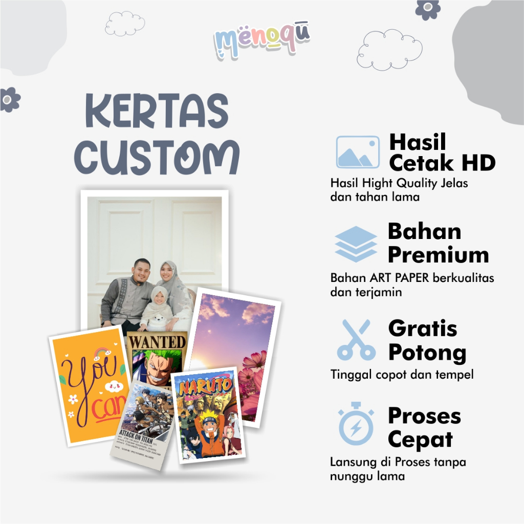 

CETAK KERTAS ARTPAPER 260 / ARTPAPER 150 / MENU / POSTER / BROSUR / FOTO / CETAK CUSTOM