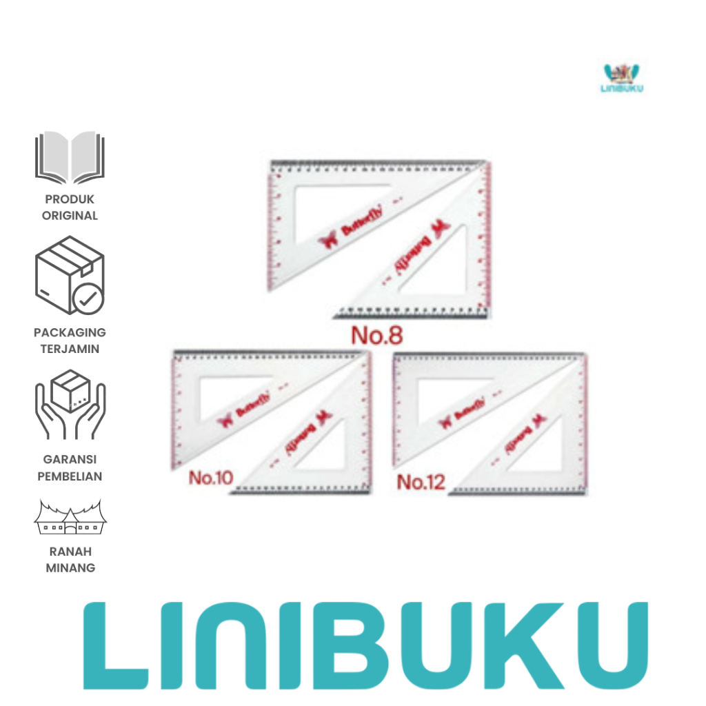 

Garisan Set/Ruler Set/Penggaris Siku/Segitiga Butterfly No. 8, 10 dan 1 Set - ATK