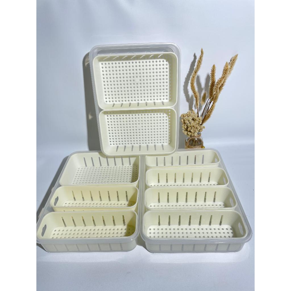 NEW - FOOD CONTAINER KULKAS SARINGAN 1 SET WADAH SAYUR BUAH KOTAK PENYIMPANAN KULKAS FOOD