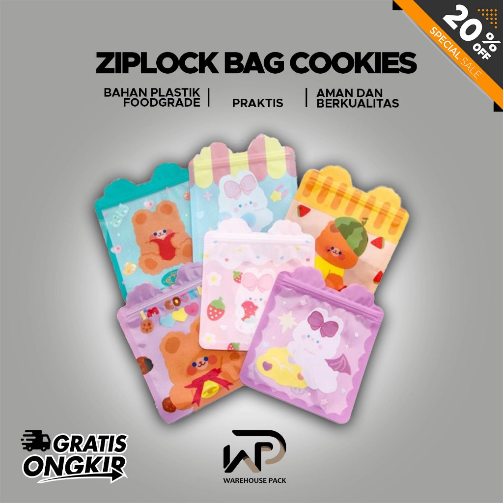 Ziplock Bag Cookies  | Plastik Kantong Biskuit Permen | Ziplock Makanan Beruang | Pouch Kemasan Snac