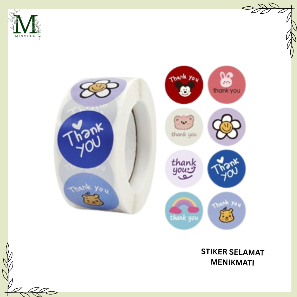 

MINMOON - STIKER SELAMAT MENIKMATI STICKER BULAT ROLL MAKANAN KUE THANKYOU TERIMA KASIH 500 PCS H787