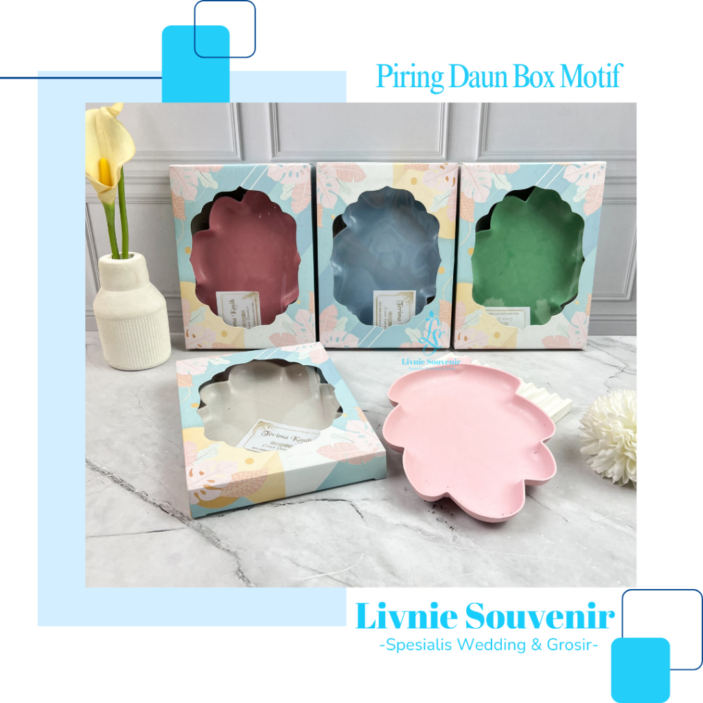 Souvenir Piring Daun Lokal Plastik Kemasan Box Rainbow