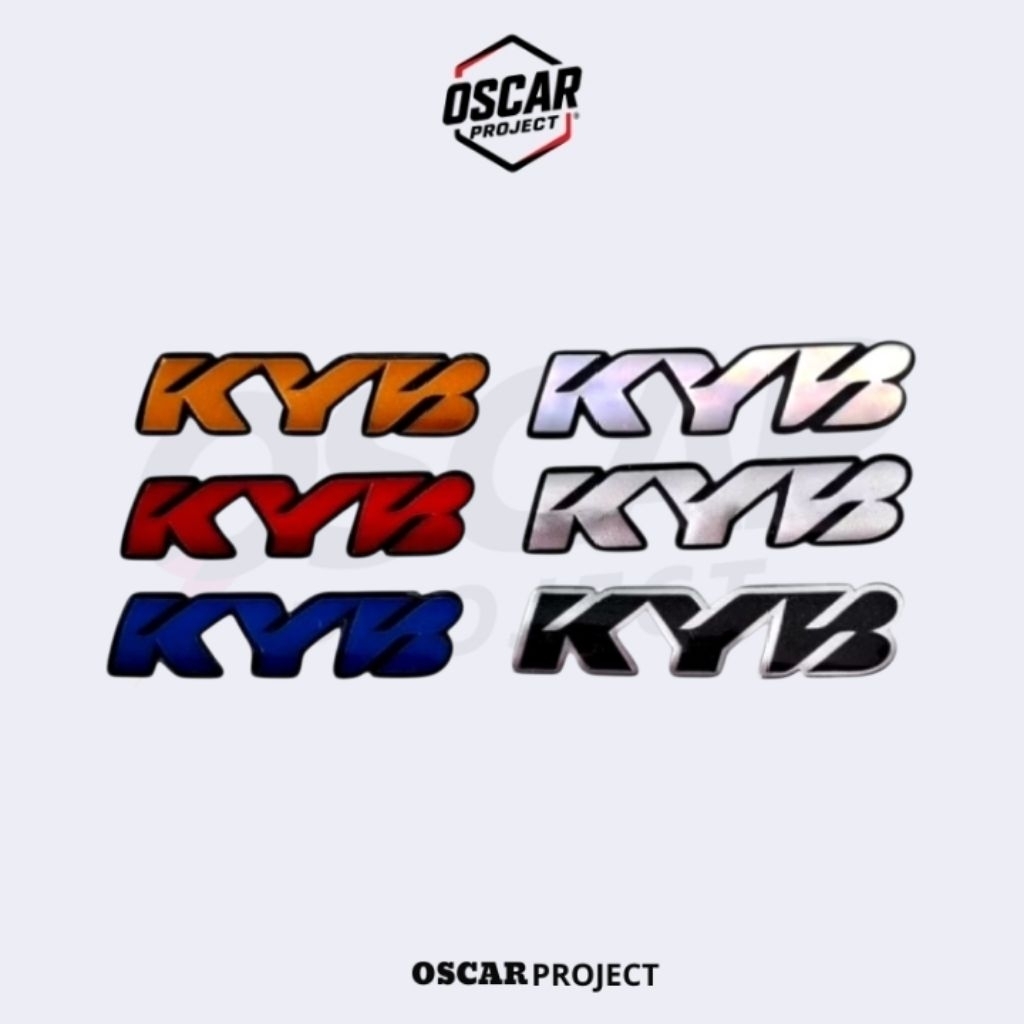 EMBLEM BOTEM LOGO KYB SHOCK DEPAN SEKOK KYB TIMBUL SET 2 BIJI KANAN KIRI