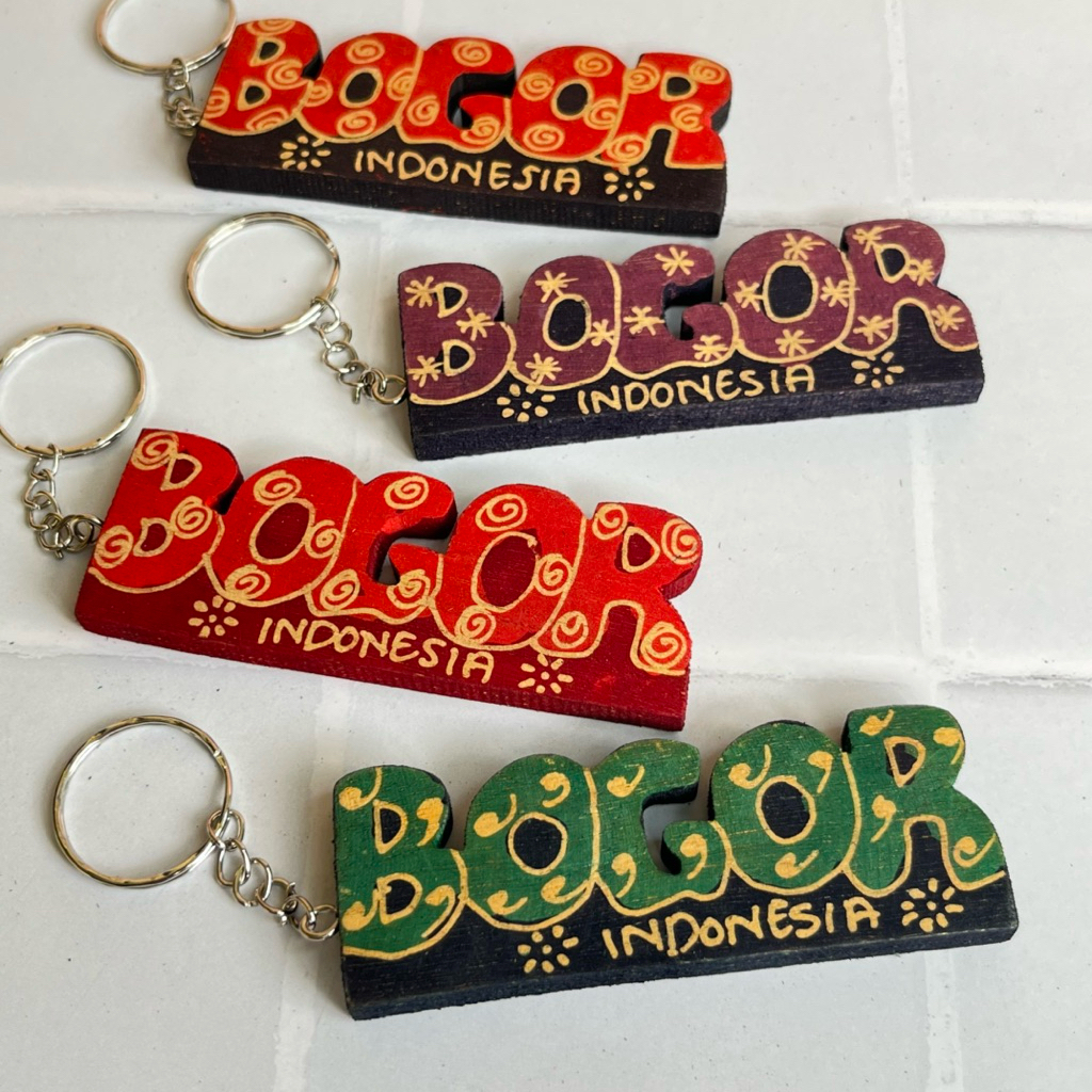 Gantungan Kunci Kayu Batik Khas Kota BOGOR / Souvenir Oleh-Oleh Khas BOGOR Indonesia