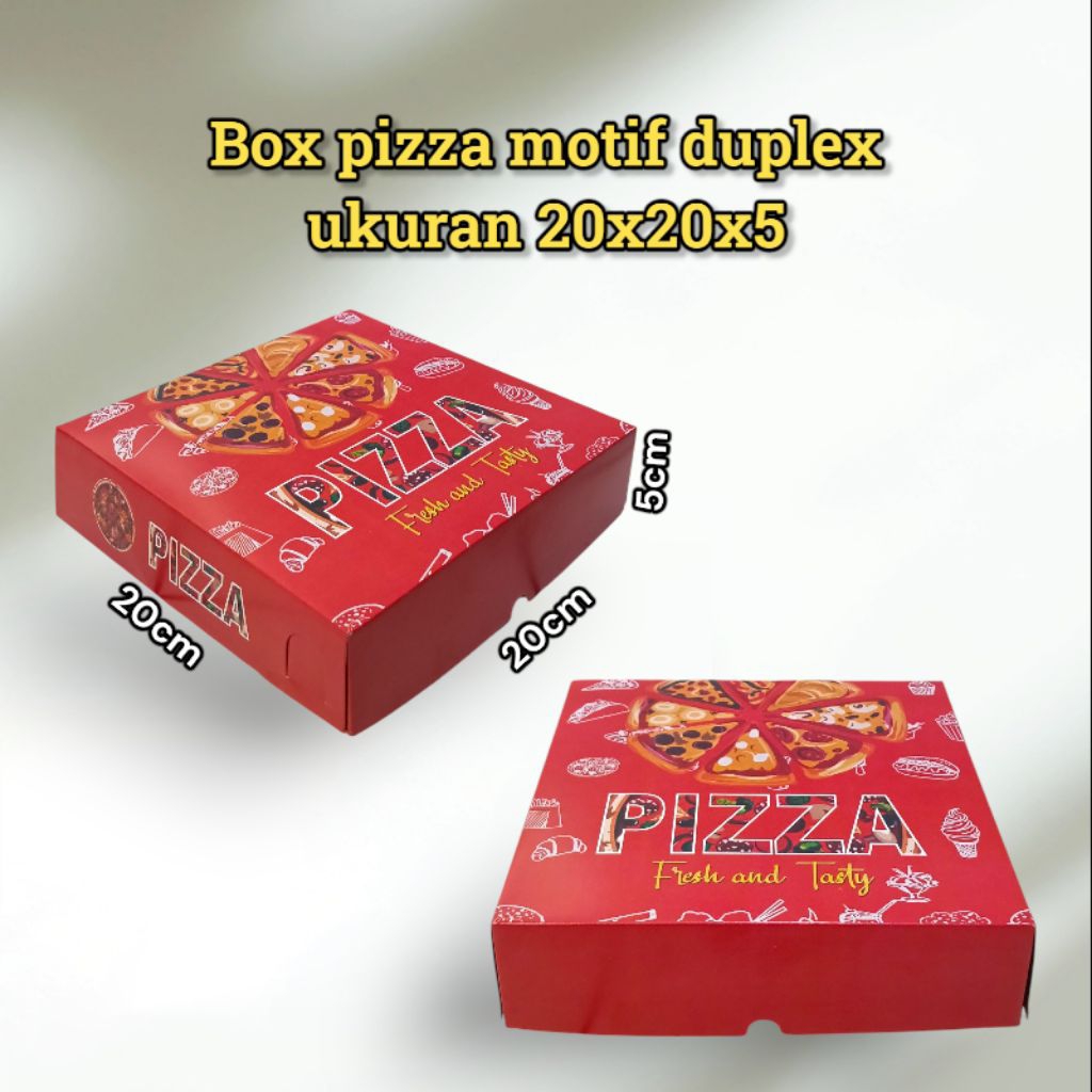 

Box pizza duplex motif ukuran 20x20x5cm