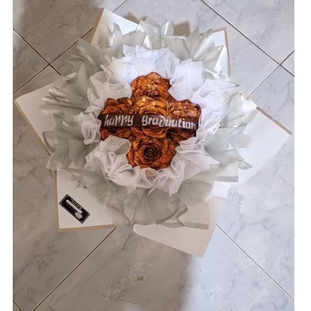 Round Buket Bunga Pita Satin NO TILE + NO GLITER