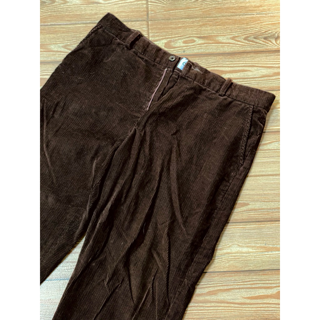 Celana corduroy baggy pants dark brown murah