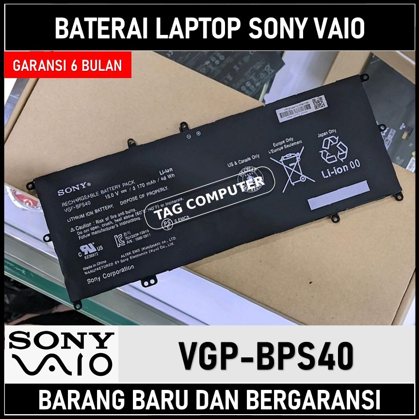 BATERAI BATTERY LAPTOP SONY VAIO BPS40 VGP-BPS40 VGN-BPS40 SVF15 SVF15A SVF15N SVF15NP ORIGINAL