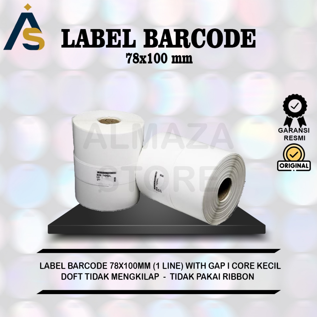 

LABEL THERMAL 78X100 MM 78 X 100 CORE 1" INCH ISI 500 PCS - 300PCS EKONOMIS