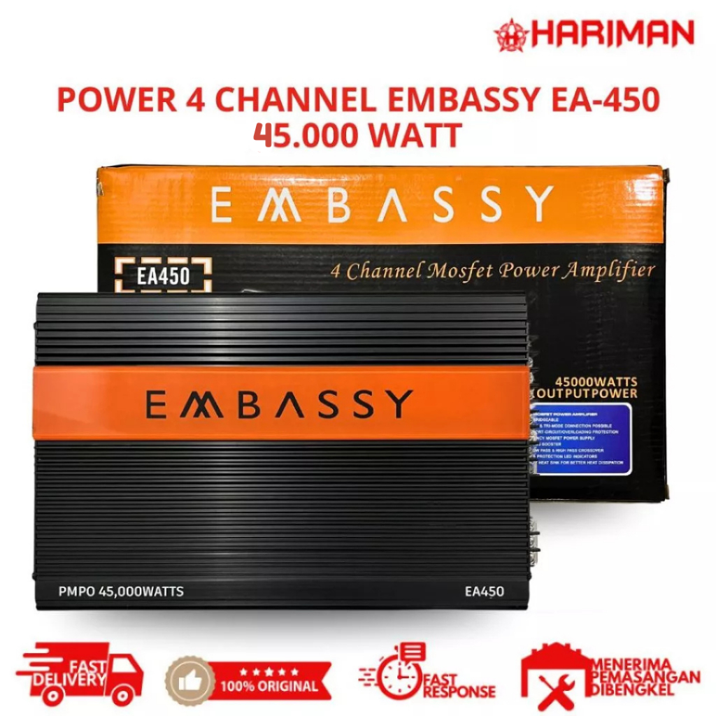 POWER MOBIL 4 Channel EMBASSY EA-450 & Power Embassy EM 4500.4 Power Amplifier 4 channel