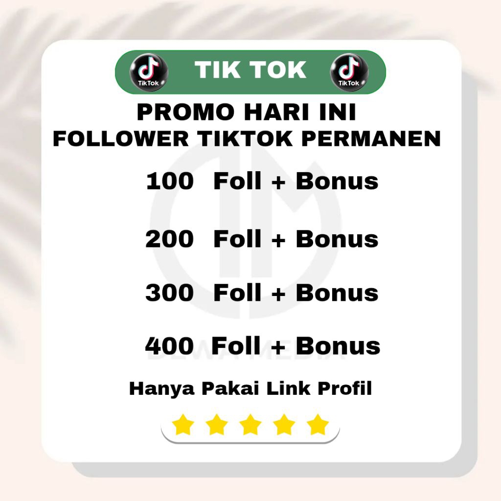 1000 Follower Tiktok  Permanen Termurah -Dewa Media