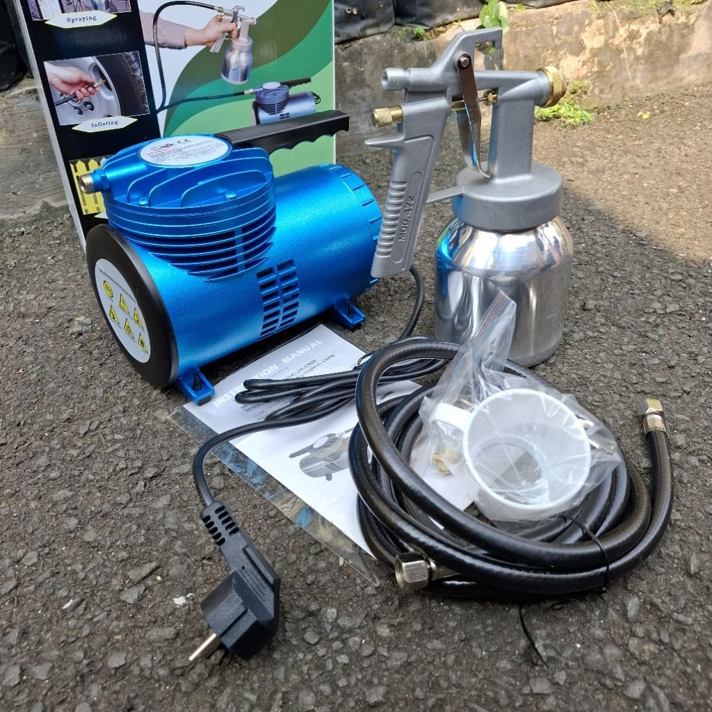 Mini Air Compressor Set Spray Gun / Mesin Kompresor Mini Semprot Cat
