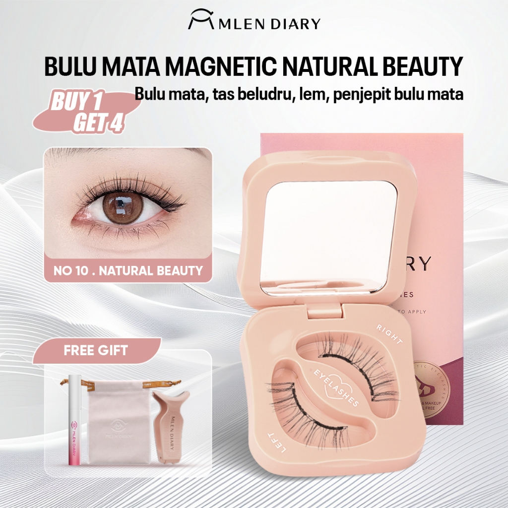 【Beli 1 Dapat 4】Mlen Diary Bulu Mata NO.10 Natural Beauty Palsu Bulu Mata Magnetic Eyelashes, Bulu M