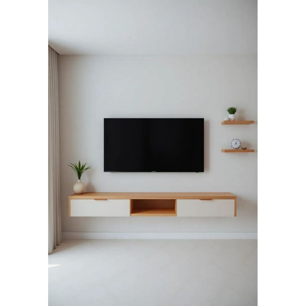 Rak TV Modern 2 laci Dinding 100 x 20 cm