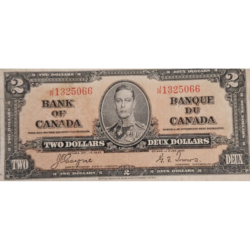Super Murah Langka Uang Asing Negara Canada 2 Dollar 1937 Kondisi AXF utuh dijamin Original 100%