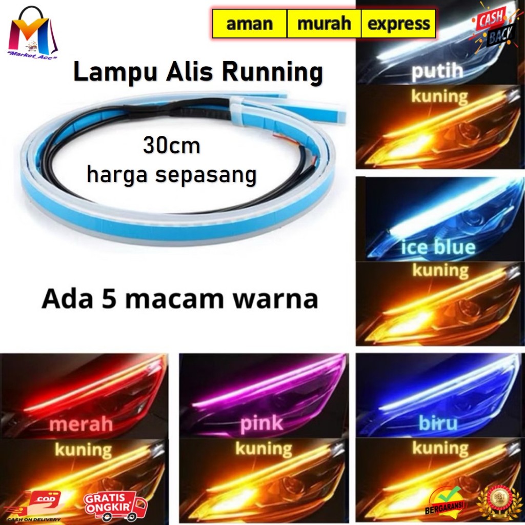 LAMPU LED DRL ALIS RUNNING 30 CM MOBIL DAN MOTOR SEIN DAYTIME RUNNING LIGHT / LAMPU ALIS RUNNING