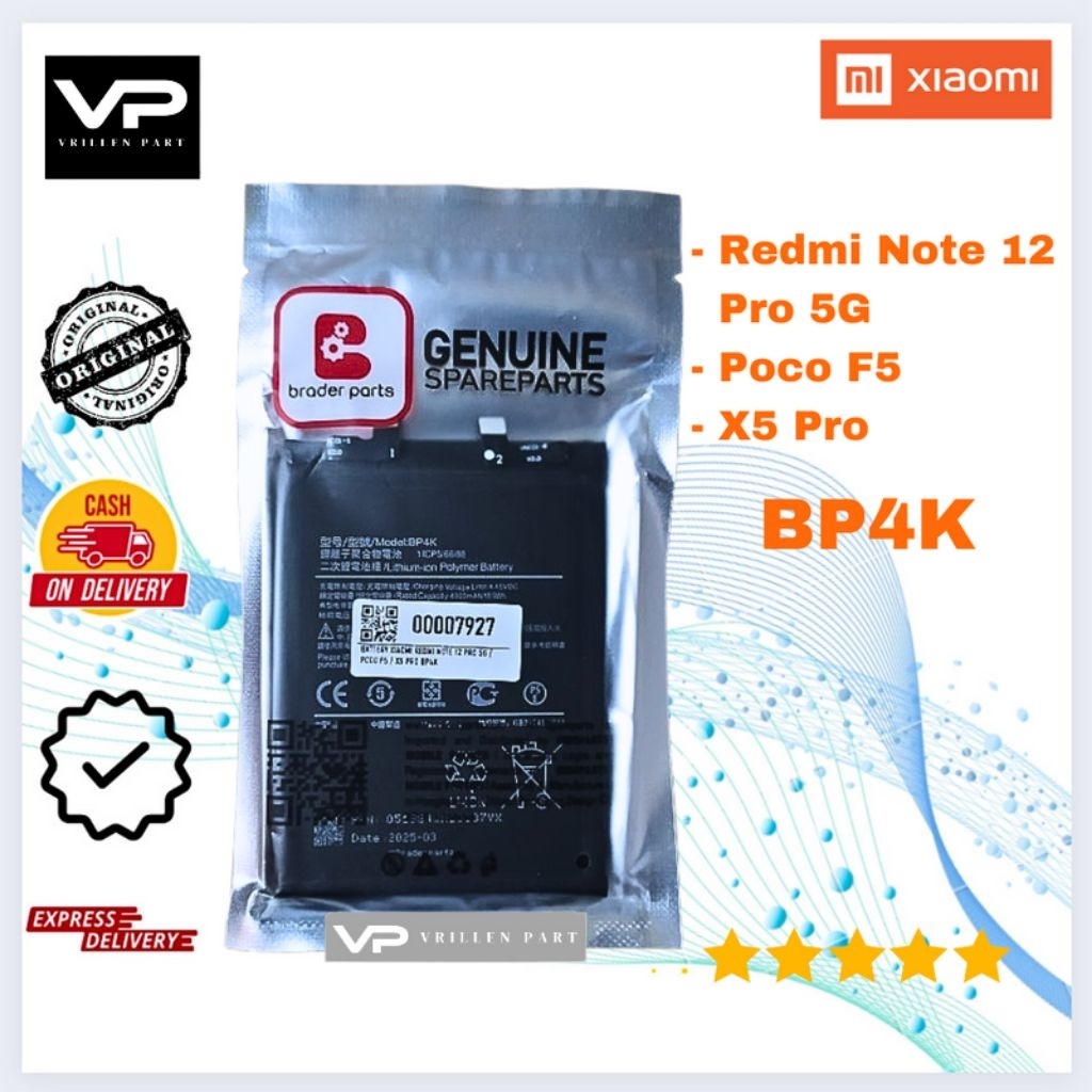 Baterai Xiaomi Redmi Note 12 Pro 5G / Poco F5 / X5 Pro BP4K Braderparts