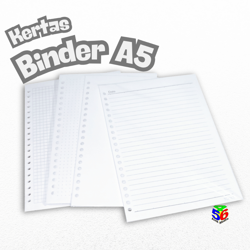 

100 Kertas Isi Binder A5 Garis Kotak Polos Titik / Loose Leaf Refill Buku Binder A5