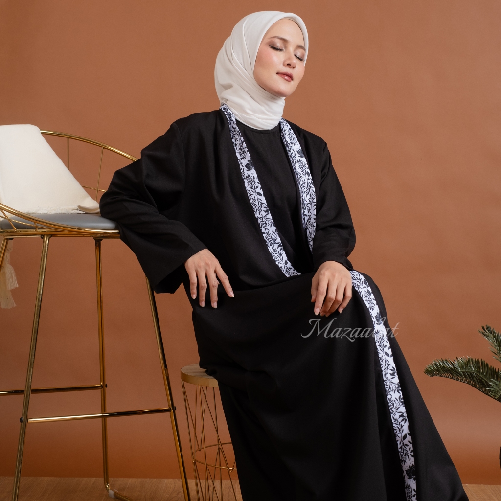 Mazaalatmodest - Baju Gamis Abaya Arab Turki Hitam Jetblack Premium
