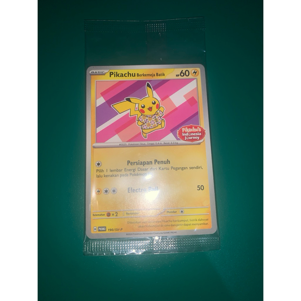 POKEMON CARD ORI OFFICIAL PIKACHU BERKEMEJA BATIK GRAMEDIA SPECIAL INDONESIA ID