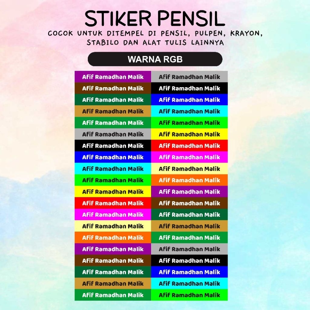 

STIKER NAMA PENSIL - STIKER NAMA ANTI AIR