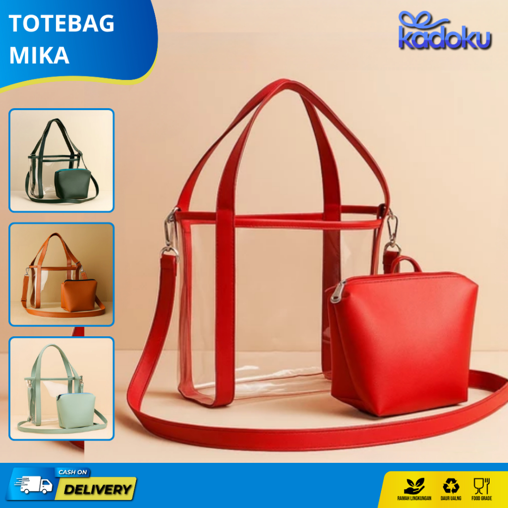 Tote Bag Wanita / Tas Mika PVC / Pouch Mika Transparan / Tas Selempang Wanita / Tas Mika I PA02