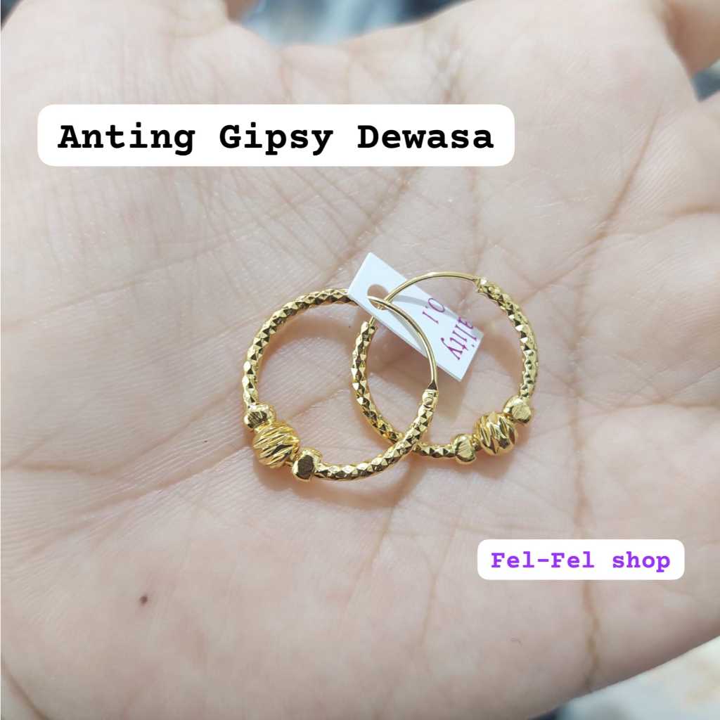 Anting Gipsy Dewasa & Anak Anting Gipsy Pentol Lapis Emas Titanium