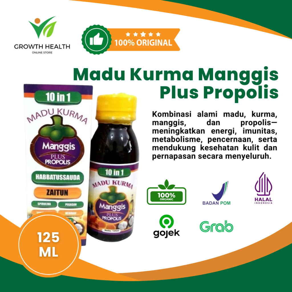 

Madu Kurma Manggis Plus Propolis Royal Jelly 10 in 1 Original 125 ml