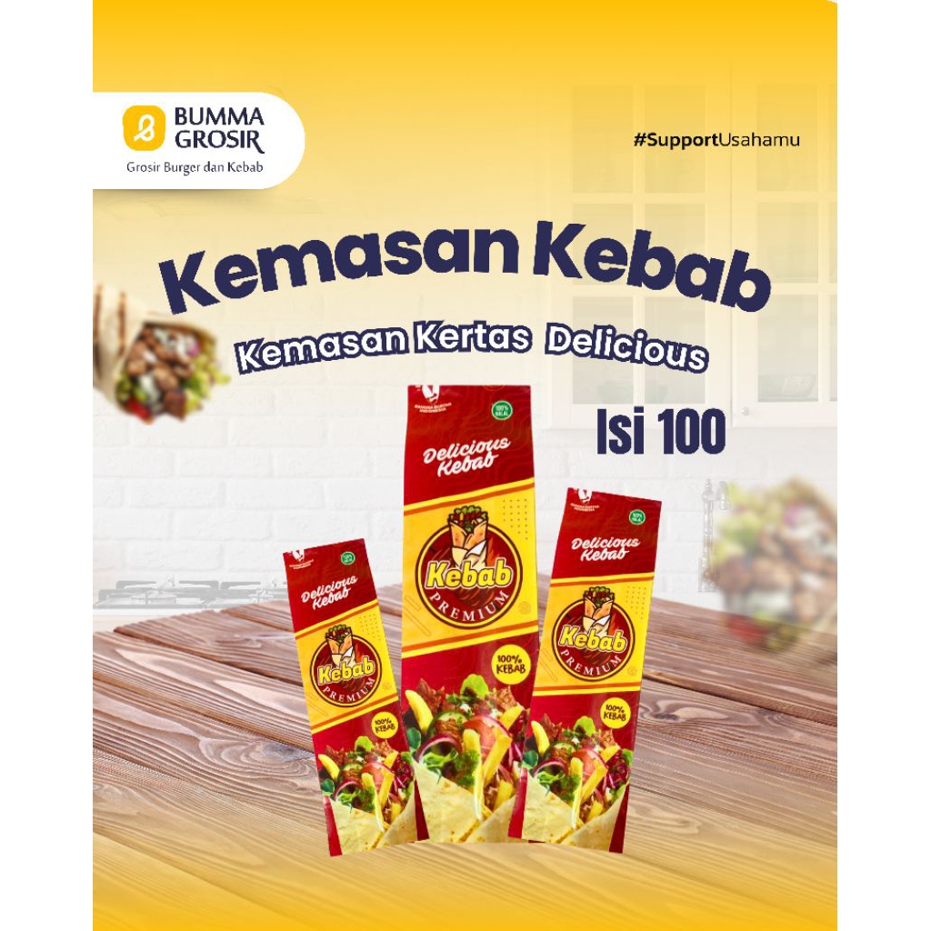 

Bumma Kemasan Kebab Kertas - box kebab - dus kebab - bungkus kebab - Kemasan Kebab Kertas Delicious Kuning Hijau 100lembar
