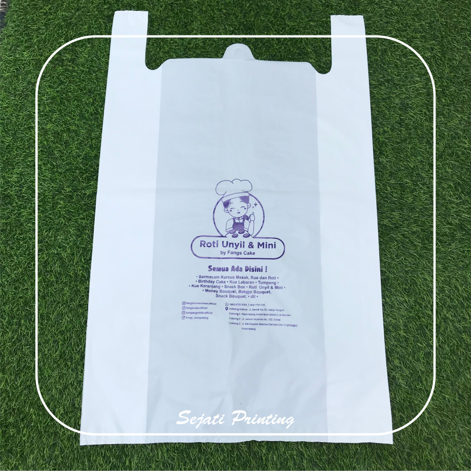 (Isi 100 pcs) Sablon Plastik Murah HD Kresek 50 , FREE DESAIN - SEJATIPRINTING