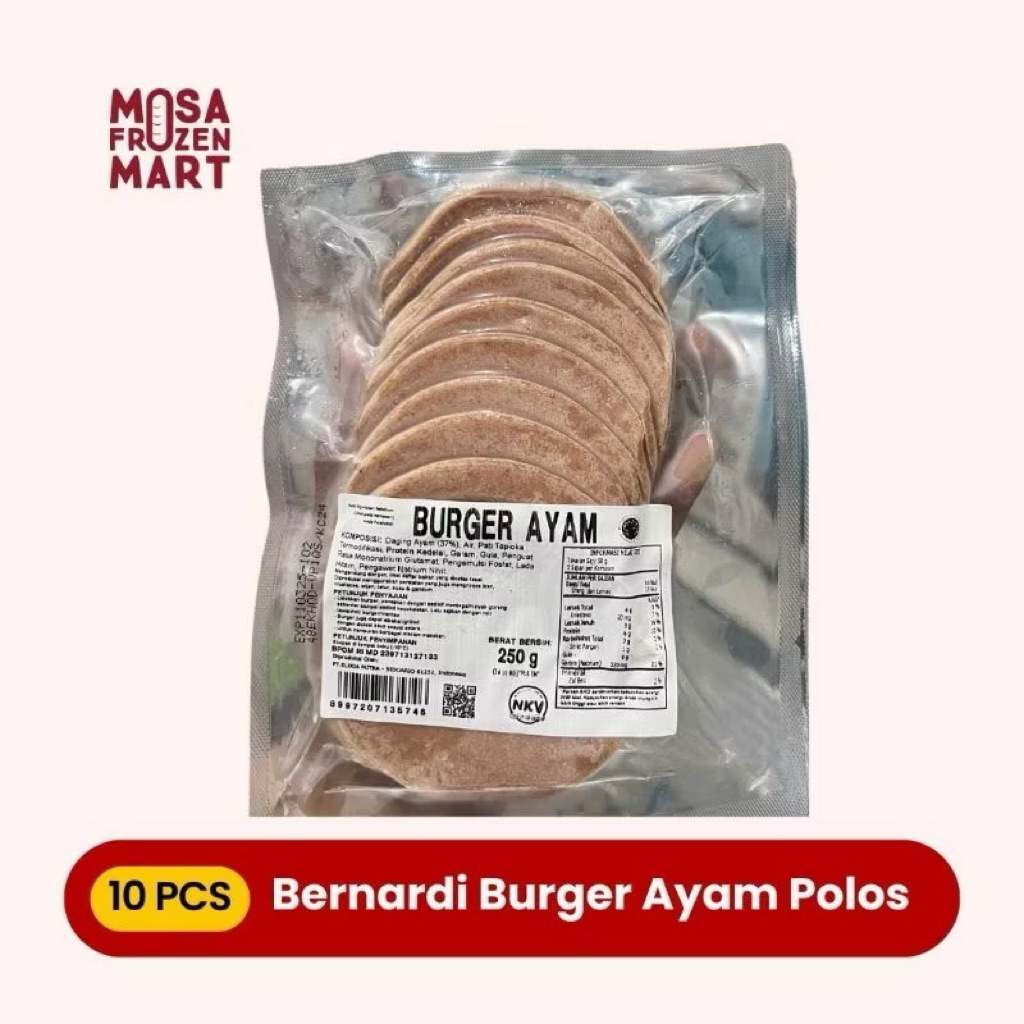 

Bernardi Burger Ayam Polos Isi 10 Pcs | Patties Chicken
