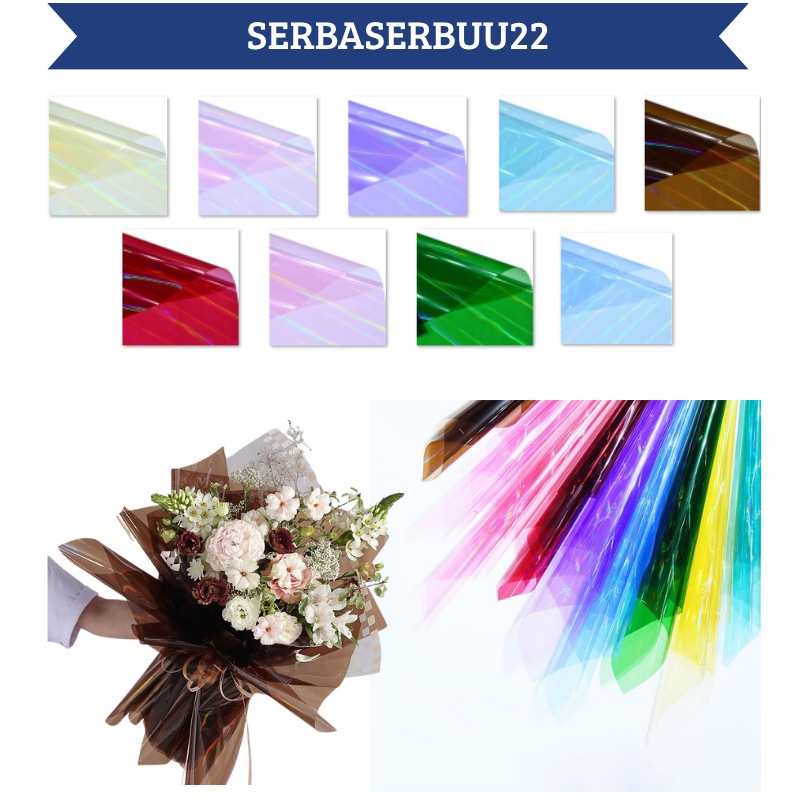 

Isi 15 LEMBAR Kertas Buket Kilat Hologram Film Cellophane Transparan Symphony Flower Wrapping Hologram KB026 SS22