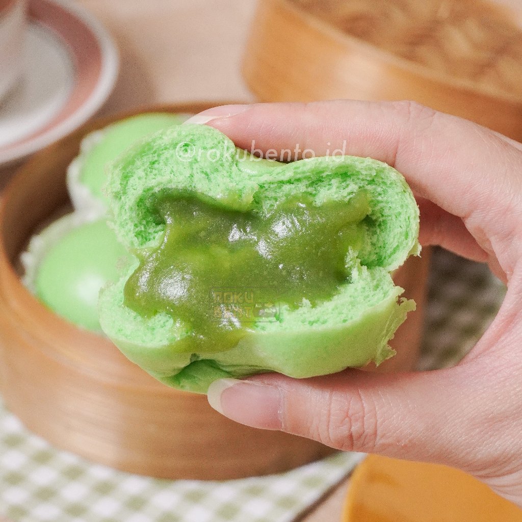 Pandan Pao Roku Bento isi 6 - Bakpao Frozen Rasa Pandan ala Dimsum Halal | Roti Kukus Bekal Praktis