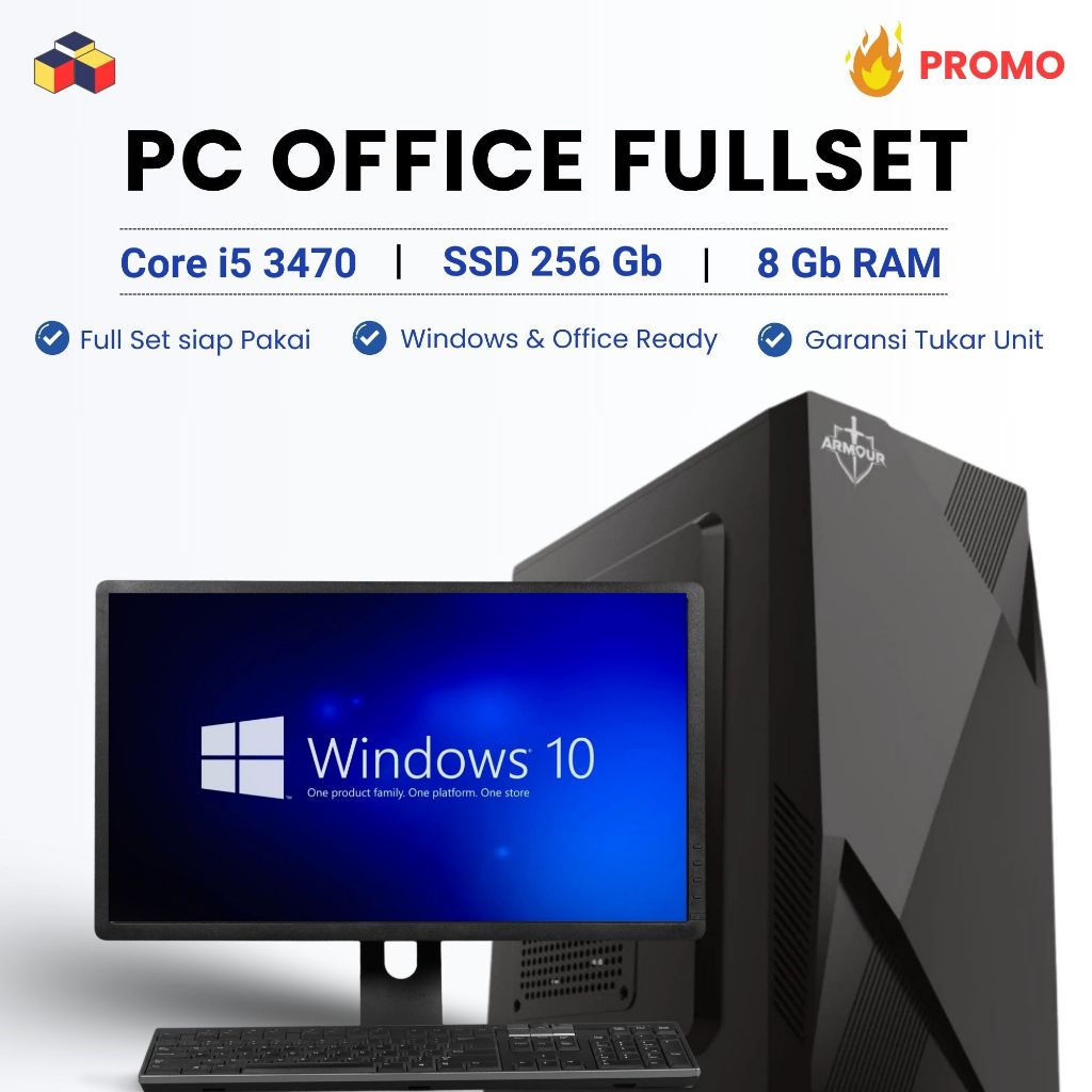 PC Komputer / CPU Rakitan Core i5 3470 Full Set Murah • Siap Pakai Office Sekolah Kasir