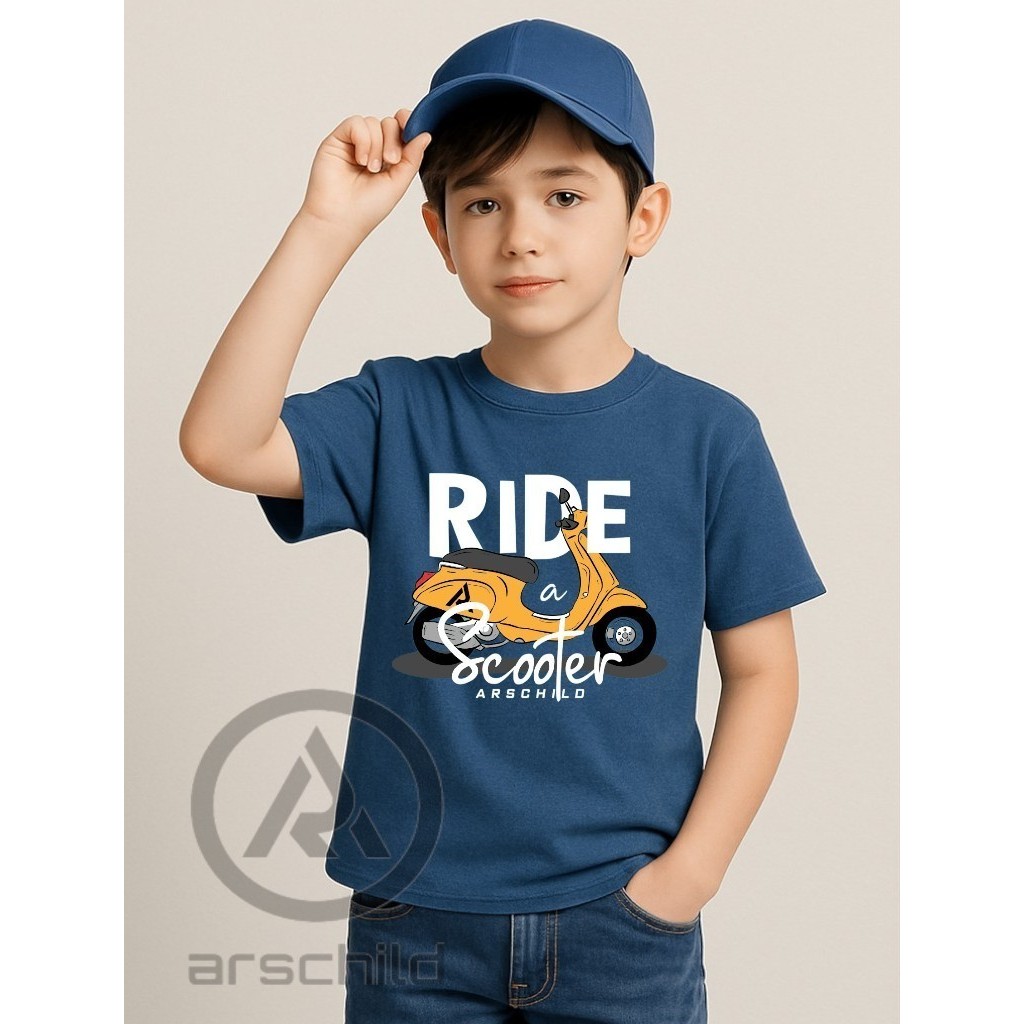ARSCHILD BAJU KAOS ANAK COWOK TANGGUNG BLUE DENIM LENGAN PENDEK