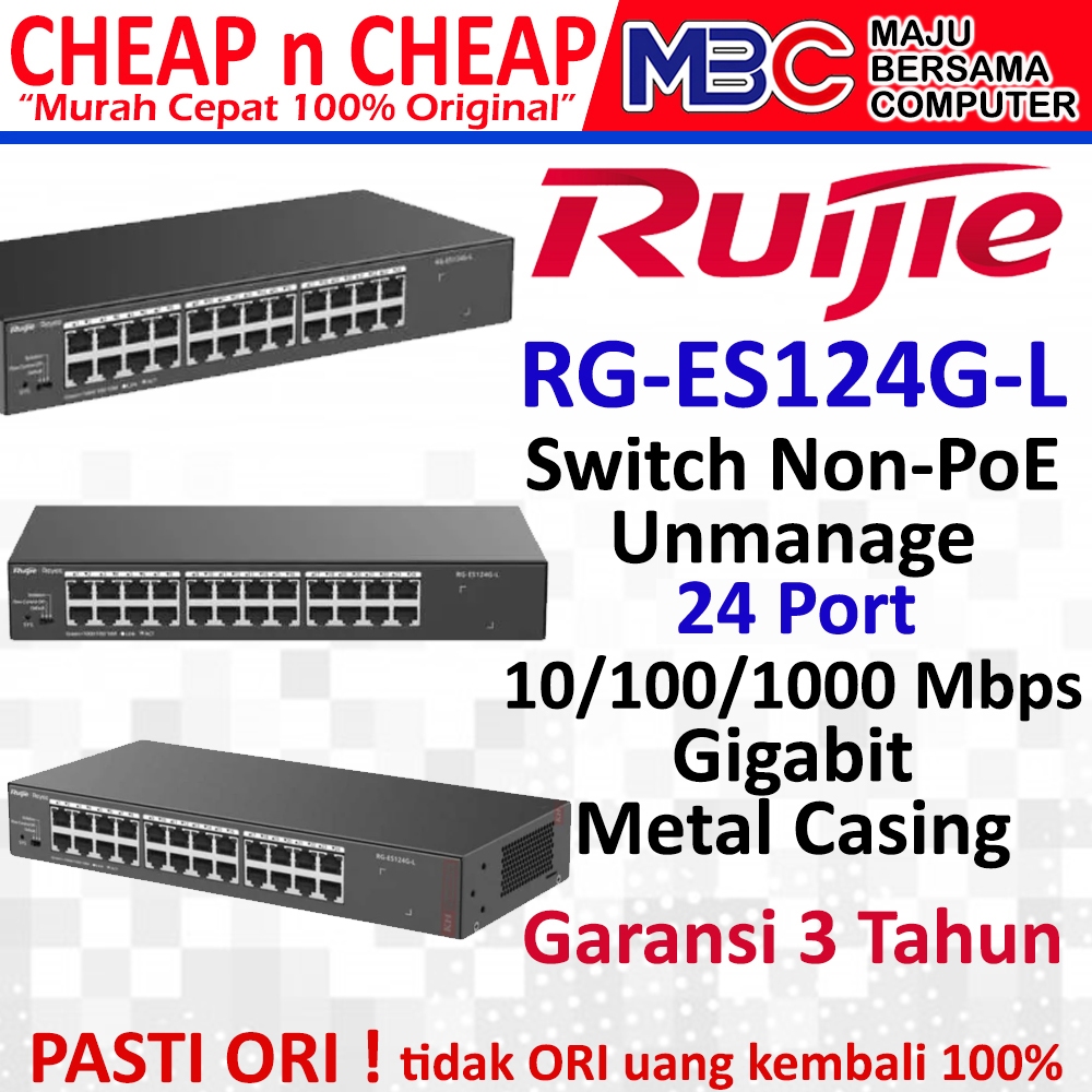 Ruijie Reyee RG-ES124G-L 24 Port Metal Gigabit Unmanaged Switch Hub