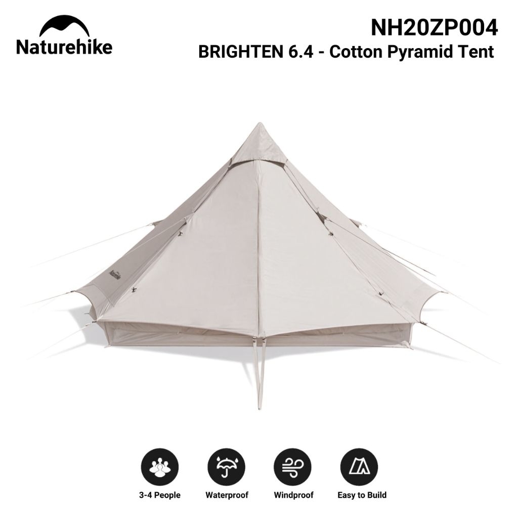 TENDA CAMPING COTTON TENT SERIES PYRAMID BRIGHTEN 6.4 NATUREHIKE NH20ZP004 TENDA FAMILY KELUARGA PIK