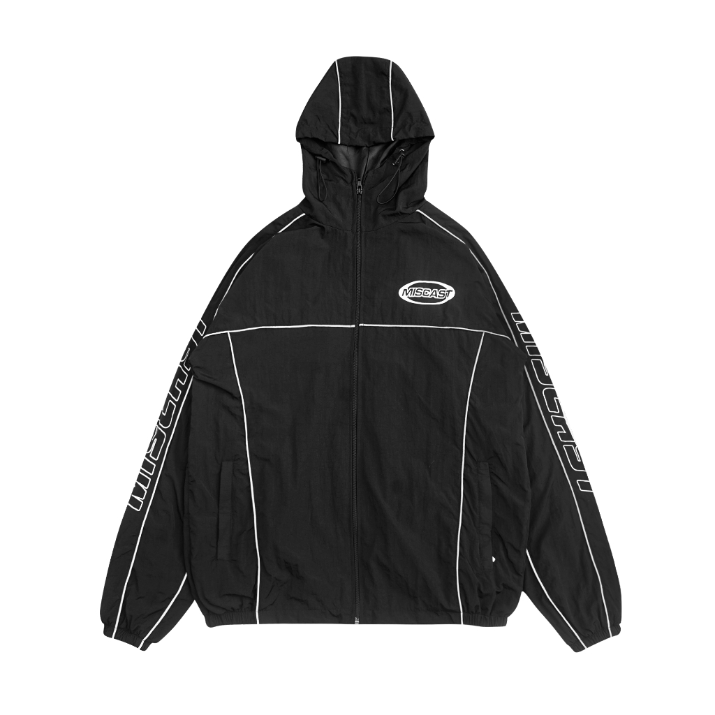 Miscast Tracksuit Jacket Reflective Vintage Xavier Hitam
